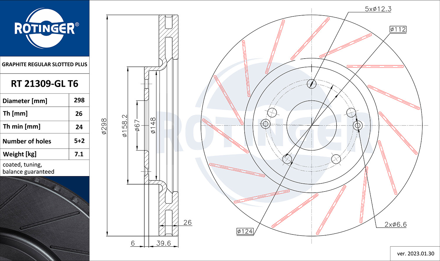 ROTINGER Féktárcsa, mind RT21309-GLT6_ROT